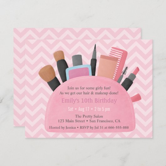 Pochette de maquillage Filles Invitations de fête  (Devant / Derrière)