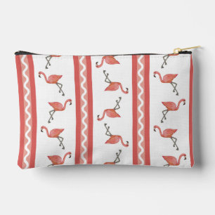 Pochette de Zipper Stripe Flamant rose