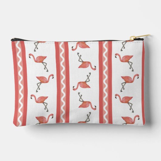 Pochette de Zipper Stripe Flamant rose (Verso)