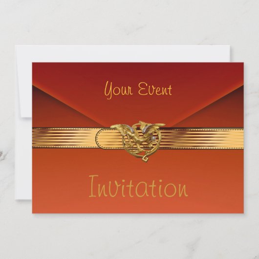 Pochette Invitation Velours Orange Brûlé Bijou Or (Devant)