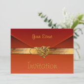 Pochette Invitation Velours Orange Brûlé Bijou Or (Debout devant)
