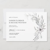 pochoir rustique botanique élégante invitation de  (Devant)
