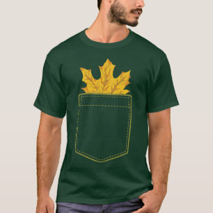 Pocket Autumn Leaf Thanksgiving Natuur Botanische  T-shirt