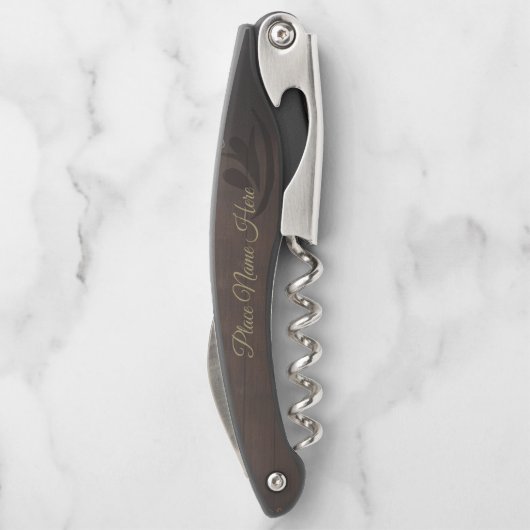 Pocket Corkschroef van gepersonaliseerd hout (Faux Kurkentrekker (Achterkant)