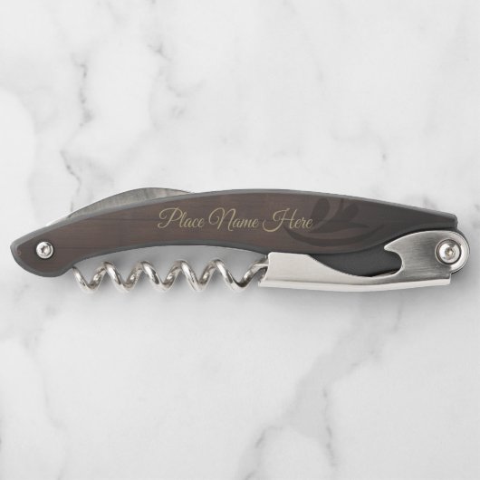 Pocket Corkschroef van gepersonaliseerd hout (Faux Kurkentrekker (Achterkant)