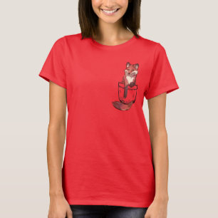 Pocket Cute Red Fox T-shirt