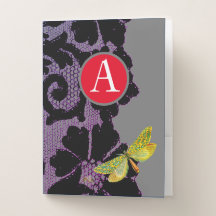 POCKET FOLDER LACE IN BLAUW AANGEPASTE INITIAAL