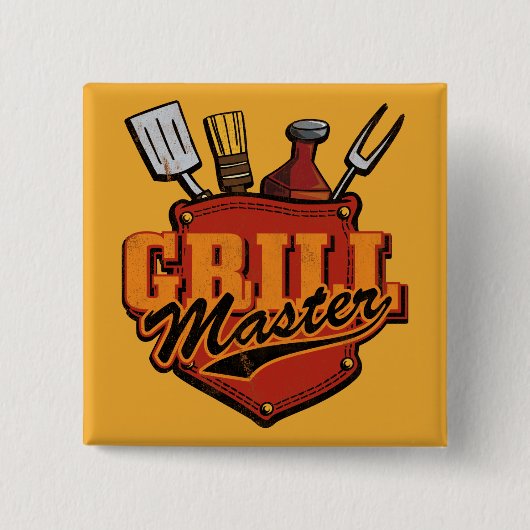 Pocket Grill Master Vierkante Button 5,1 Cm (Voorkant)
