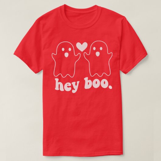 Pocket Hey Boo Ghost Couple Spooky Season Funny Ha T-shirt (Design voorkant)