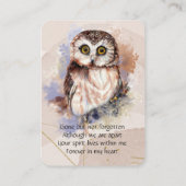 Pocket Keepsake Memorial Uil Vogel Visitekaartje (Achterkant)