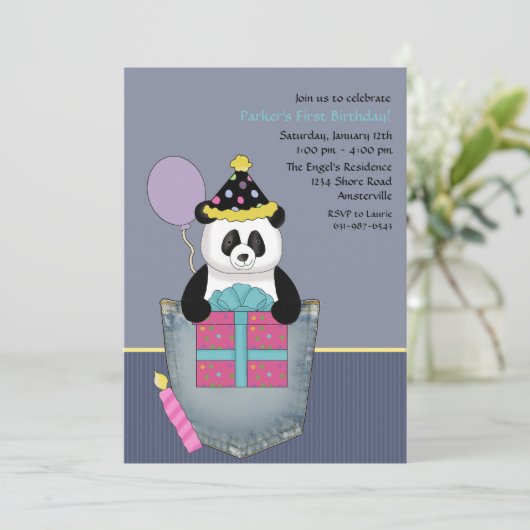 Pocket Panda's Present - Invitation à la fête d'an (Debout devant)