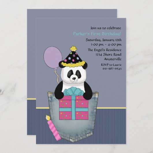 Pocket Panda's Present - Invitation à la fête d'an (Devant / Derrière)