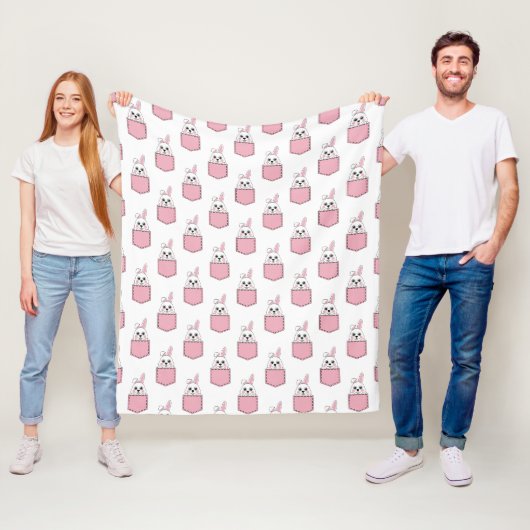 Pocket Pet Bunny Pattern Fleece Deken (In situ)