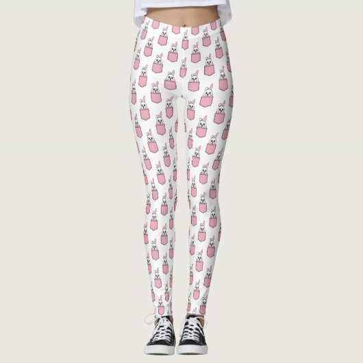 Pocket Pet Bunny Pattern Leggings (Voorkant)