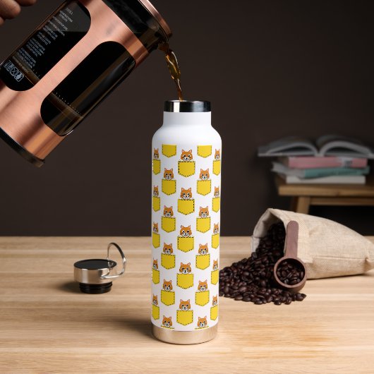 Pocket Pet Cat Pattern Waterfles (Koffie)