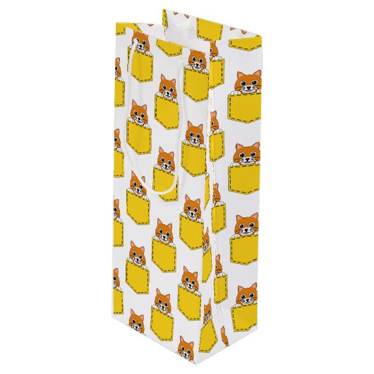 Pocket Pet Cat Pattern Wijn Cadeautas (Voorkant Gekanteld)