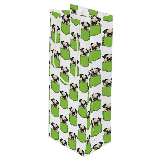 Pocket Pet Dog Pattern Wijn Cadeautas (Voorkant Gekanteld)