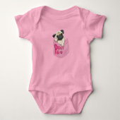 Pocket Pug roze Baby Romper (Voorkant)