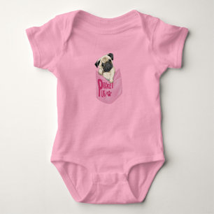 Pocket Pug roze Baby Romper