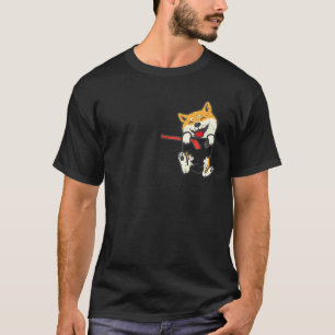 Pocket Shiba Inu Voeten IJshockey Schattige Akita T-shirt