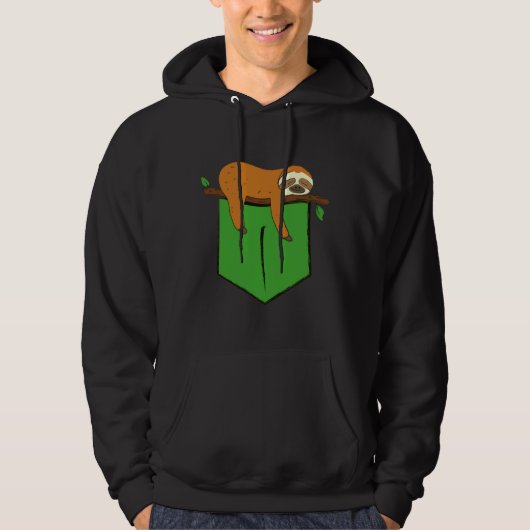 Pocket Sloth Green Pocket Lazy Sloth Hoodie (Voorkant)