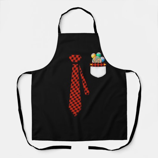 Pocket van Candy Canes Red Buffalo Plaid Stropdas  Schort (Voorkant)