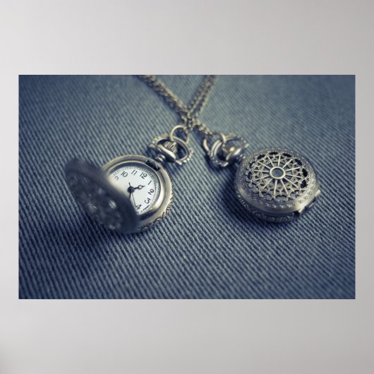  Pocket Watch Locket Steampunk Foto Poster (Voorkant)