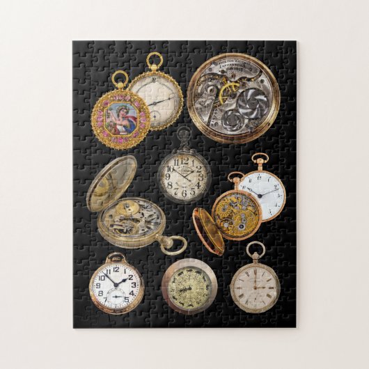 Pocket Watts Tijd Steampunk Objects Collage Legpuzzel (Verticaal)