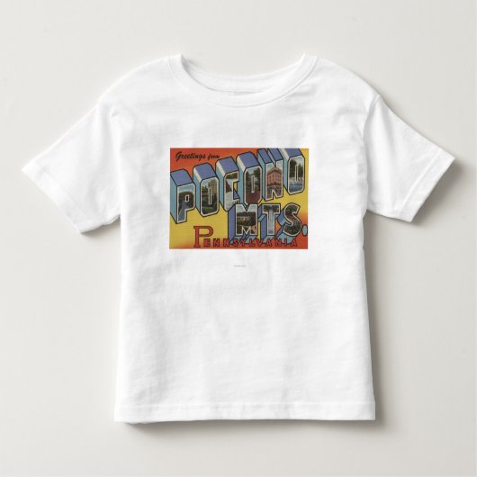 Pocono-bergen - grote letterscènes kinder shirts (Voorkant)