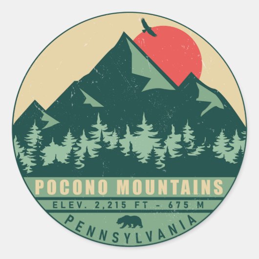 Pocono Mountains PA Souvenir Gift Ronde Sticker (Voorkant)
