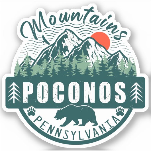 Pocono Mountains Pennsylvania - Retro Souvenirs Sticker (Voorkant)
