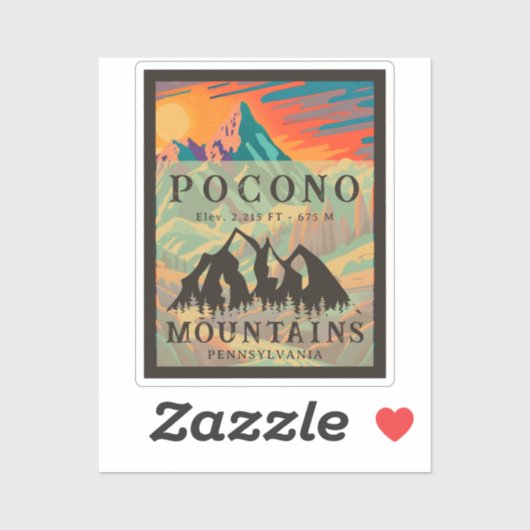 Pocono Mountains Pennsylvania - Retro Souvenirs Sticker (Vel)