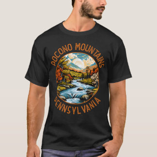 Pocono Mountains Pennsylvania Zonsondergang Retro T-shirt