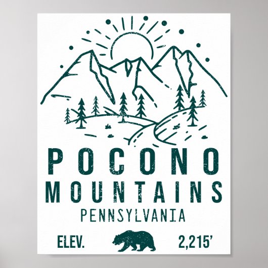Poconos Retro Pennsylvania Mountains 60 Poster (Voorkant)