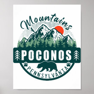 Poconos Retro Pennsylvania Mountains 60 Poster