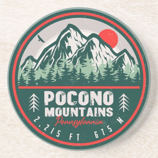 Poconos Retro Pennsylvania Mountains Zandsteen Onderzetter (Voorkant)