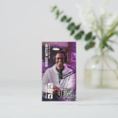 Podcaster Social Media QR Code Foto Visitekaartje (Staand voorkant)