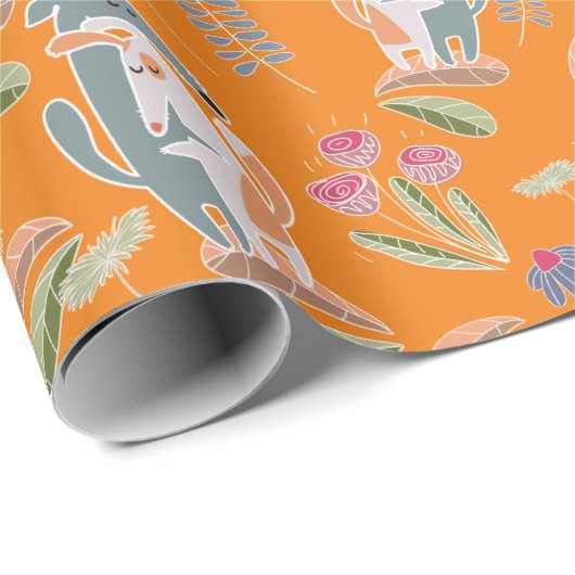 Podenco Dog en Galgo Sinaasappel Cadeaupapier (Rol Hoek)