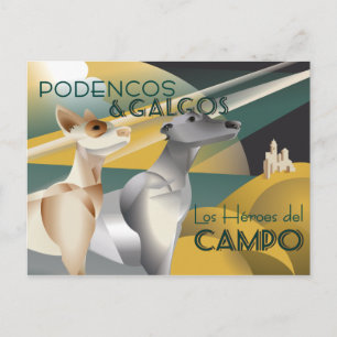 Podenco en Galgo Art Deco Stijl Poster Briefkaart