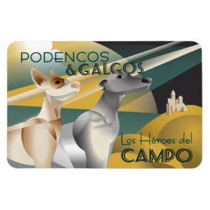 Podenco en Galgo Art Deco Style Magneet