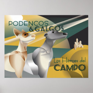 Podenco en Galgo Art Deco Style Poster