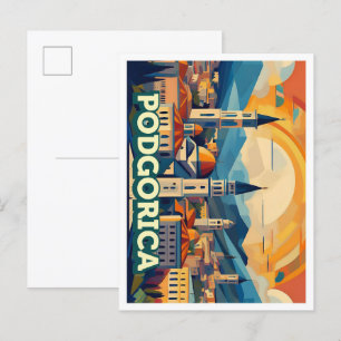 Podgorica Montenegro Reis artistiek kleurrijk Briefkaart