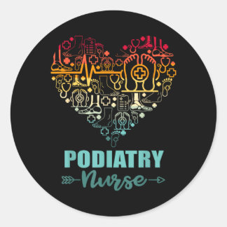 Podiatrie Verpleegster Hart Grappig Vintage Voetve Ronde Sticker