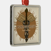 Podiatrist Caduceus Premium Square Ornament (Rechts)