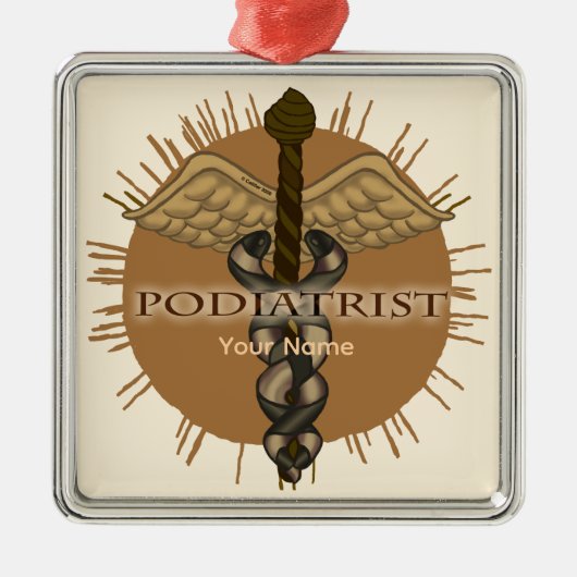 Podiatrist Caduceus Premium Square Ornament (Voorkant)