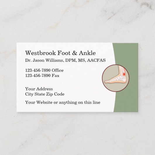 Podiatrist Modern Editable Visitekaartjes (Voorkant)