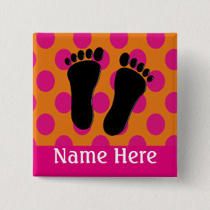 Podiatrist Name Buttonnen Roze en Oranje Vierkante Button 5,1 Cm