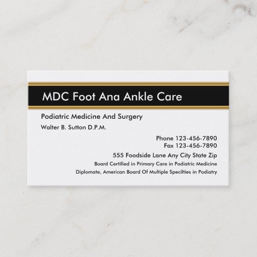 Podiatrist-Visitekaartjes Visitekaartje (Voorkant)