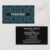 Podiatriste Turquoise Damask Carte de visite (Devant / Derrière)