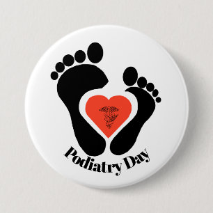 Podiatry Day Button Paar Feet & Medical Symbol